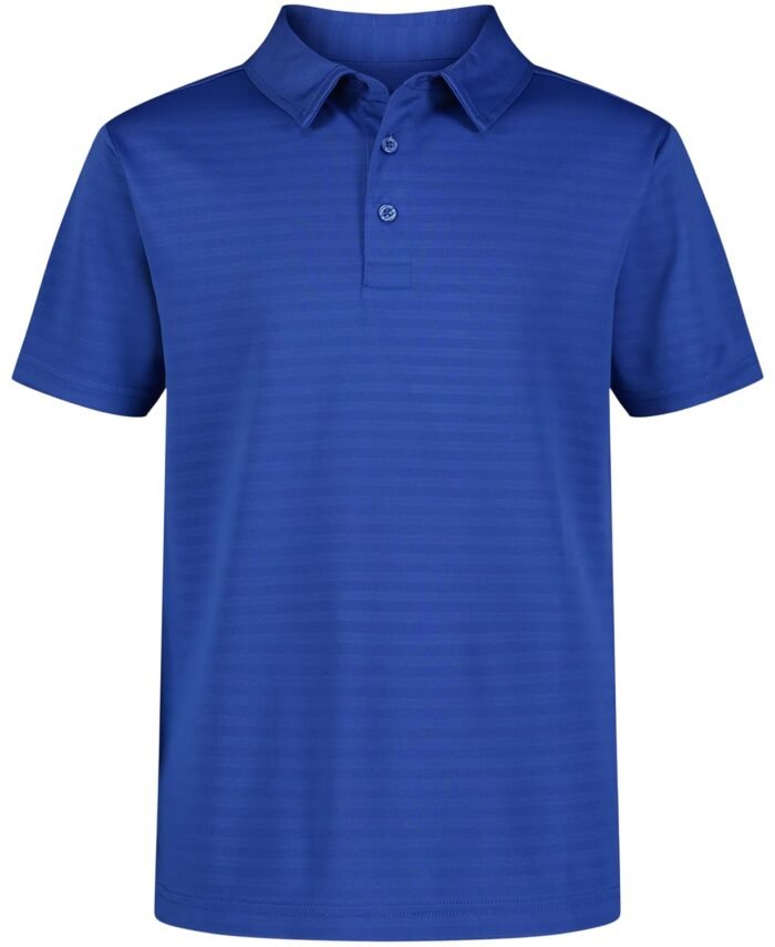 Nautica Boys Active Short Sleeve Polo Shirt, Button Closure & Embossed Stripes, Breathable Performance Fabric