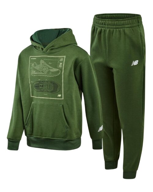 New Balance Boys Tracksuit Set - 2 Piece Classic Hoodie Sweatshirt and Boys Jogger Sweatpants with Pockets (Sizes: 8-16)