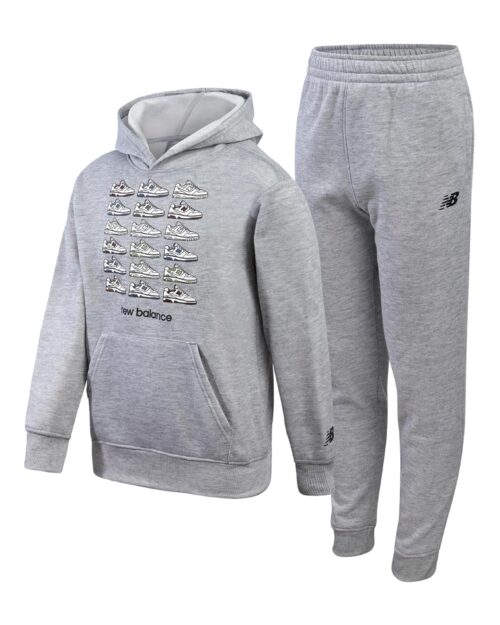 New Balance Boys Tracksuit Set - 2 Piece Classic Hoodie Sweatshirt and Boys Jogger Sweatpants with Pockets (Sizes: 8-16)
