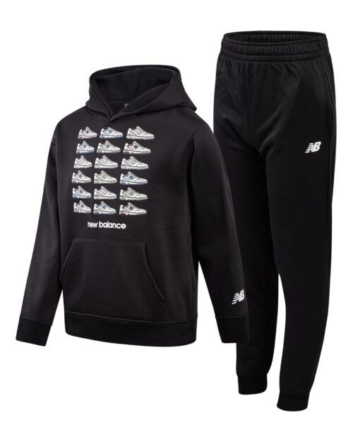 New Balance Boys Tracksuit Set - 2 Piece Classic Hoodie Sweatshirt and Boys Jogger Sweatpants with Pockets (Sizes: 8-16)