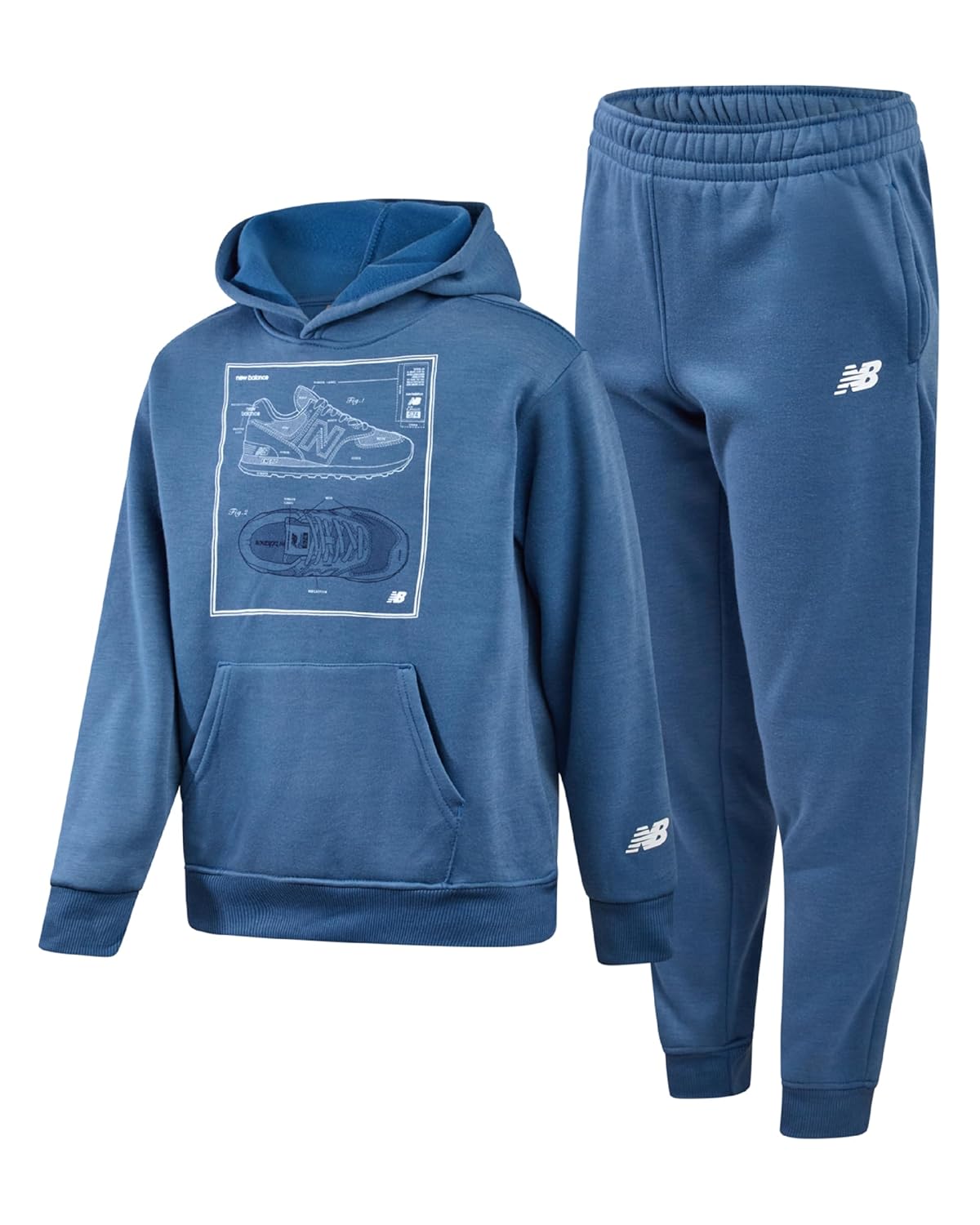 New Balance Boys Tracksuit Set – 2 Piece Classic Hoodie Sweatshirt and Boys Jogger Sweatpants with Pockets (Sizes: 8-16)