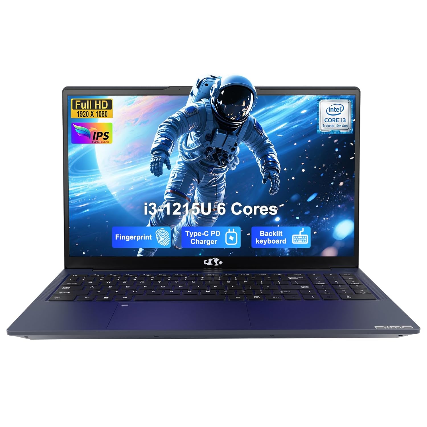 NIMO 15.6″ FHD IPS Laptop, Core i3-1215U 6-Core Up to 4.4GHz (Beats R5 7520U), 16GB RAM 1TB SSD, Wi-Fi 6, Backlit Keyboard, Fingerprint Reader, 65W Type-C Charging, Student &…