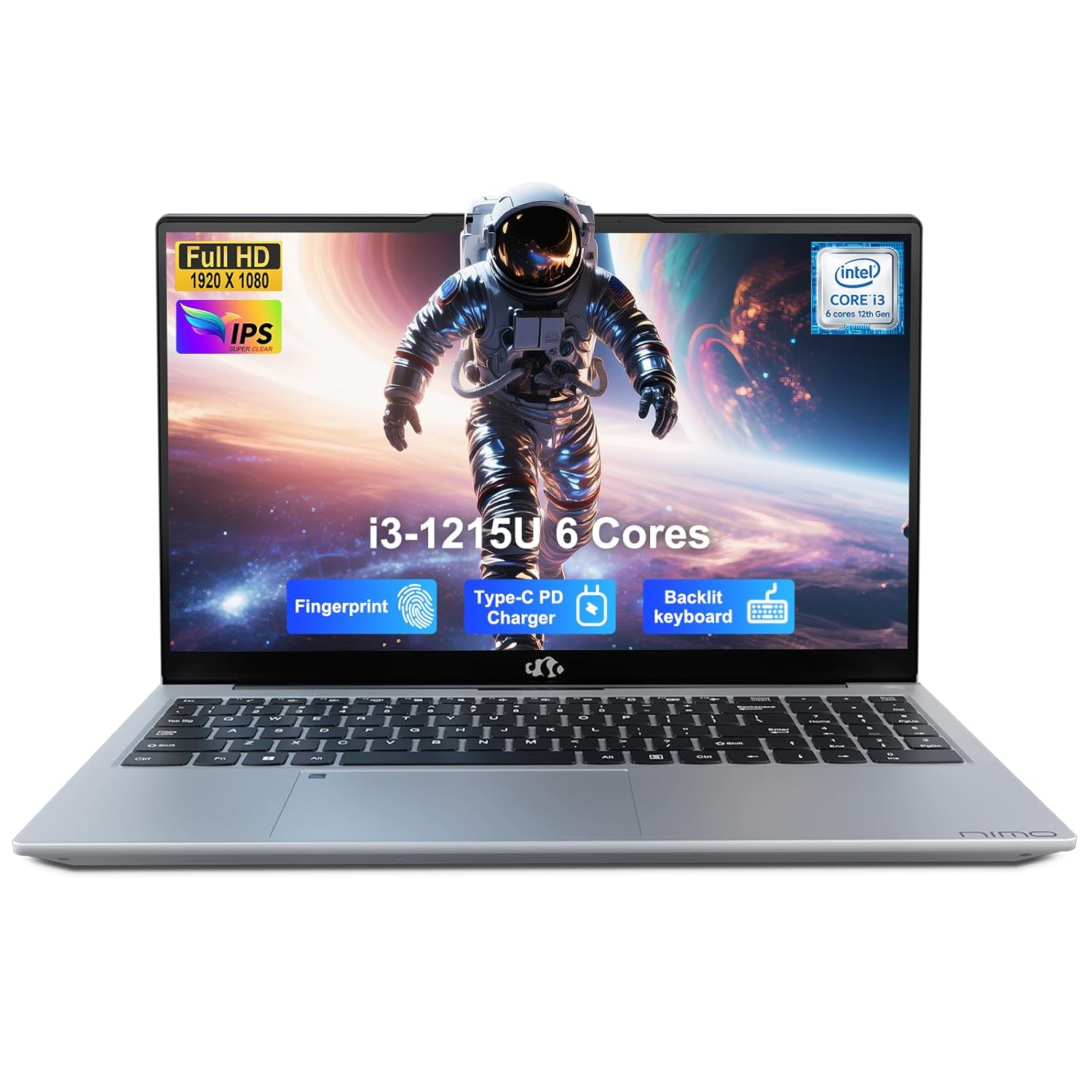 NIMO 15.6″ FHD IPS Laptop, Core i3-1215U 6-Core Up to 4.4GHz (Beats R5 7520U), 16GB RAM 2TB SSD, Wi-Fi 6, Backlit Keyboard, Fingerprint Reader, 65W Type-C Charging, Student &…