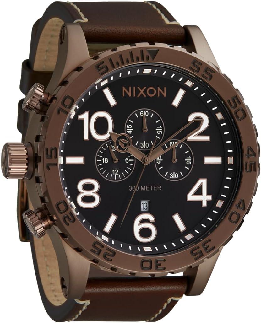 NIXON 51-30 Chrono A1392-300m Water Resistant Men’s Analog Fashion Watch (51mm Watch Face, 25mm Genuine Leather Band)