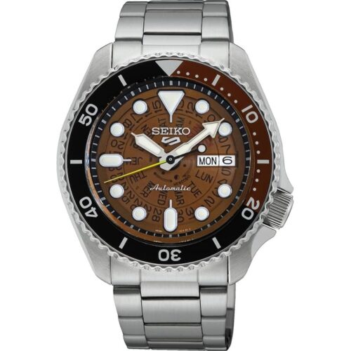 Seiko 5 Sports SKX Burnt Orange Skeleton Style Gents Automatic Watch SRPJ47K1