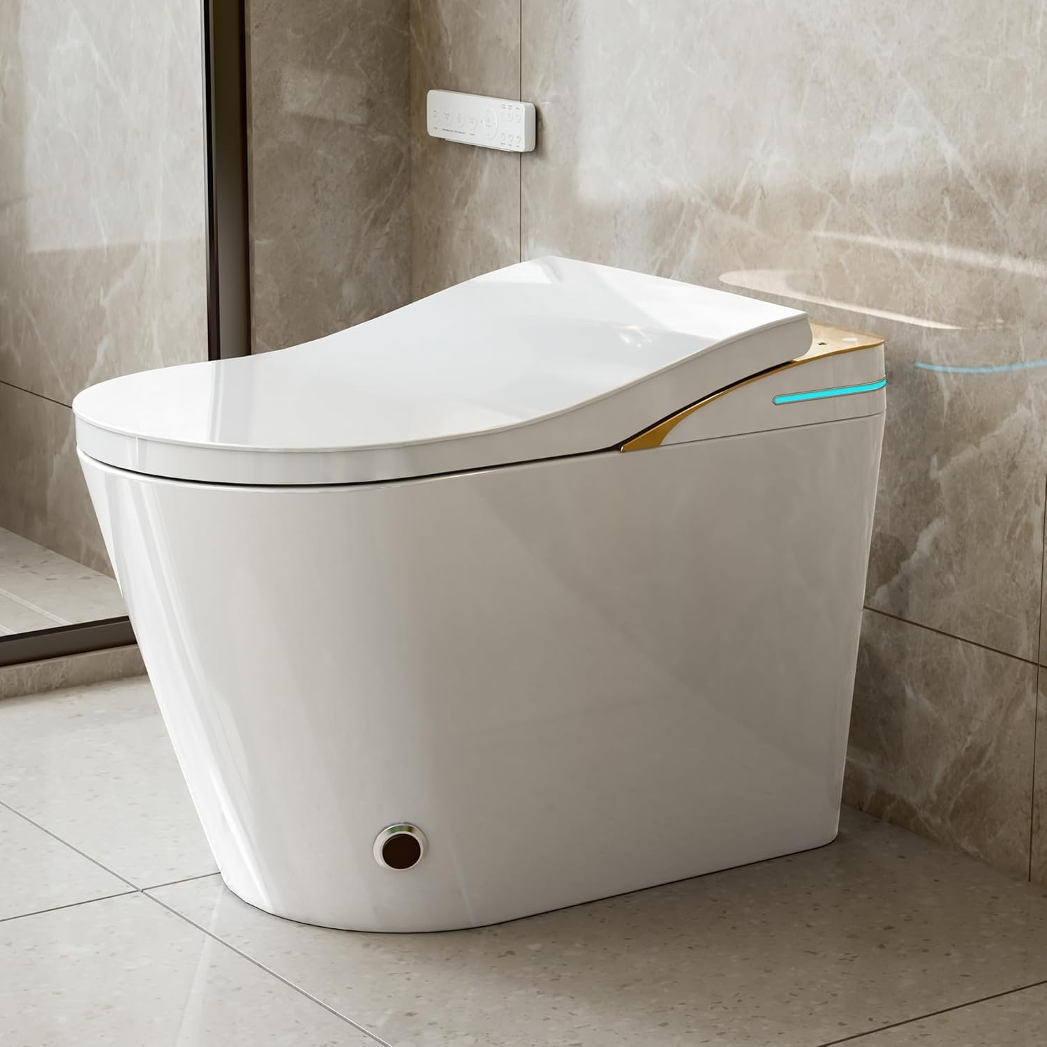Smart One-Piece Toilet with Built-in Bidet, Elongated Tankless Design, Instant Warm Water, Dual Flush with Auto & Foot Sensor, Heated Seat, ADA Height, Foam Shield, Modern…