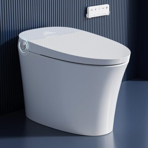 Smart Toilet ST12U, Luxury Bidet Toilet with UVC-Clean Water & PlasmaClean Technology, Powerful & Quiet 1000g Flush, ADA Height, Auto Lid, Foam Shield, Modern Design & Safe Comfort