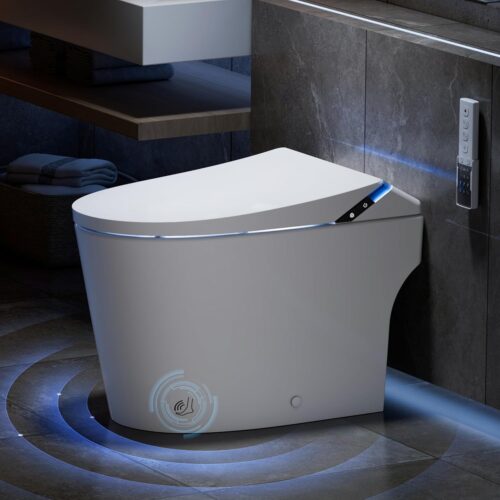 Smart Toilet with Bidet Built in, Toilets with Tank, Auto Open Close, Auto Flush, Foot Sensor, Heated Seat, Warm Water, Foam Dispenser, Elongated Bidets for Modern Bathroom,...