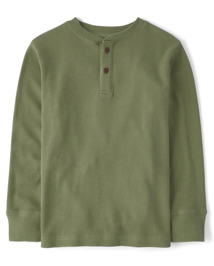 The Children's Place boys Long Sleeve Thermal Henley Shirt