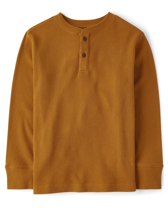 The Children's Place boys Long Sleeve Thermal Henley Shirt