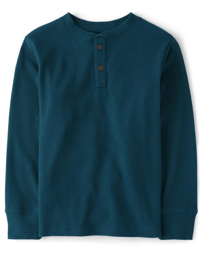 The Children's Place boys Long Sleeve Thermal Henley Shirt