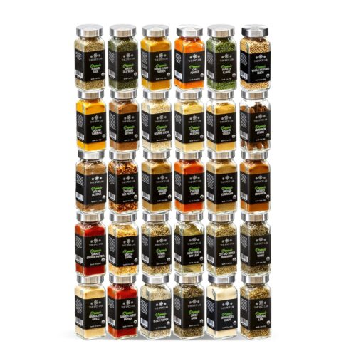 The Spice Lab Complete Organic Spices and Seasonings Set - 30 Jar Spice Kit Variety Pack - Complete Starter Spice Set Great BBQ, Grilling and Spice Gift Sets - Ultimate Culinary...