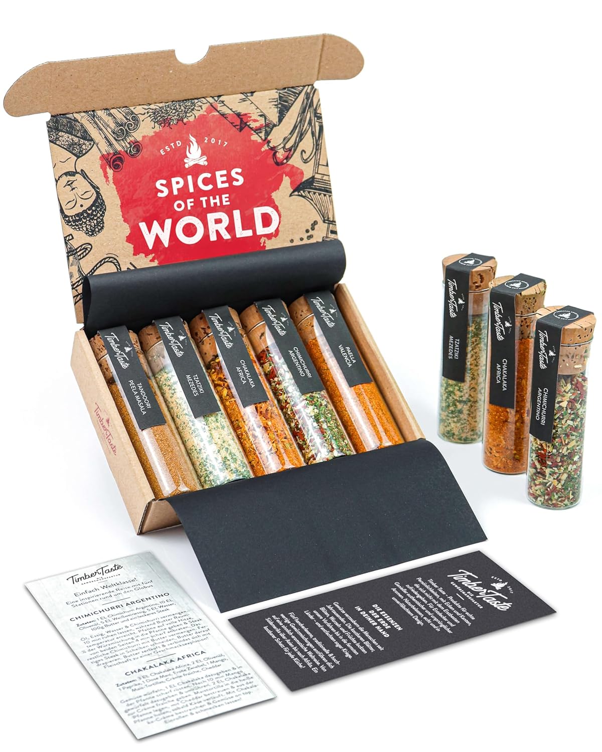 TIMBER TASTE® World Spice Gift Set – Collection of Gourmet International Spice Blends – World Seasonings Set for Men & Women – Birthday Gifting Ideas for Men – Dad Birthday…