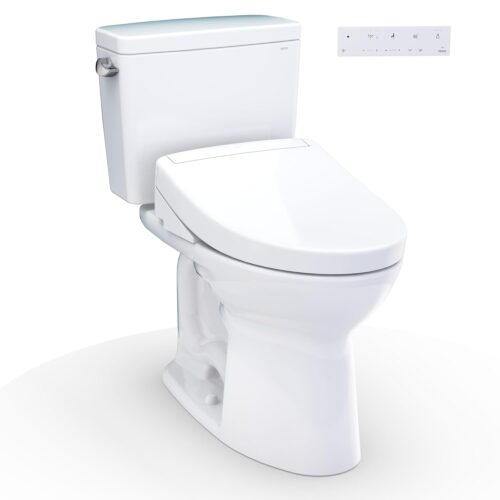 TOTO® Drake® WASHLET®+ Two-Piece Elongated 1.28 GPF Universal Height TORNADO FLUSH® Toilet with S5 Bidet Seat, Cotton White - MW7763446CEFG#01