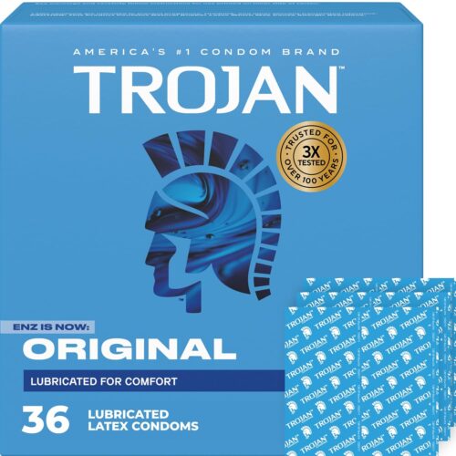 TROJAN ENZ Lubricated Condoms, Latex Condoms For Contraception and STI Protection, America’s Number One Condom, 36 Count Value Pack