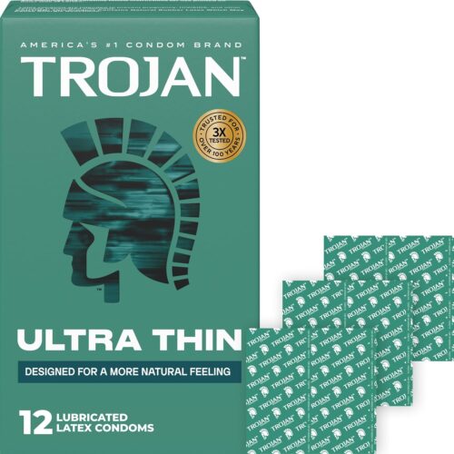 TROJAN Ultra Thin Premium Lubricated Condoms, 12 Count
