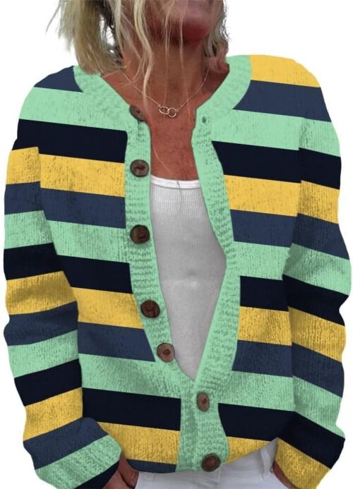 ZOCANIA Cardigan for Women Graphic Open Knit Sweaters Long Sleeve Button Down Cropped Cardigans Soft Winter Outwear