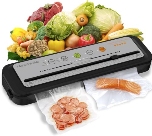 MEGAWISE 2025 Powerful Vacuum Sealer Machine | Compact Design | One-Touch Automatic | Seal in 10-20 Seconds | Dry, Moist, Wet, and Cold Modes | With 10 Vacuum Bags & Built-in...