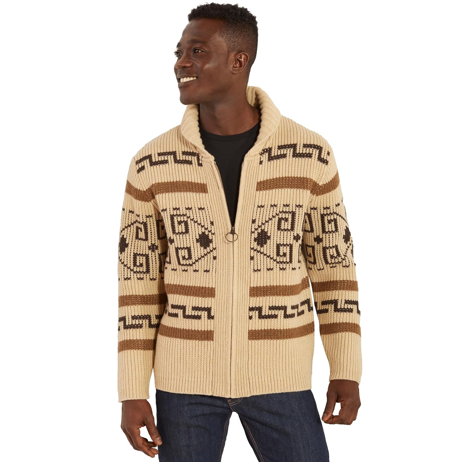 Pendleton Men’s The Original Westerley, Heavy Cable Knit Cardigan Sweater with Zip Front