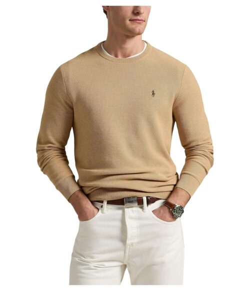 Polo Ralph Lauren Mens Mesh-Knit Cotton Crewneck Sweater